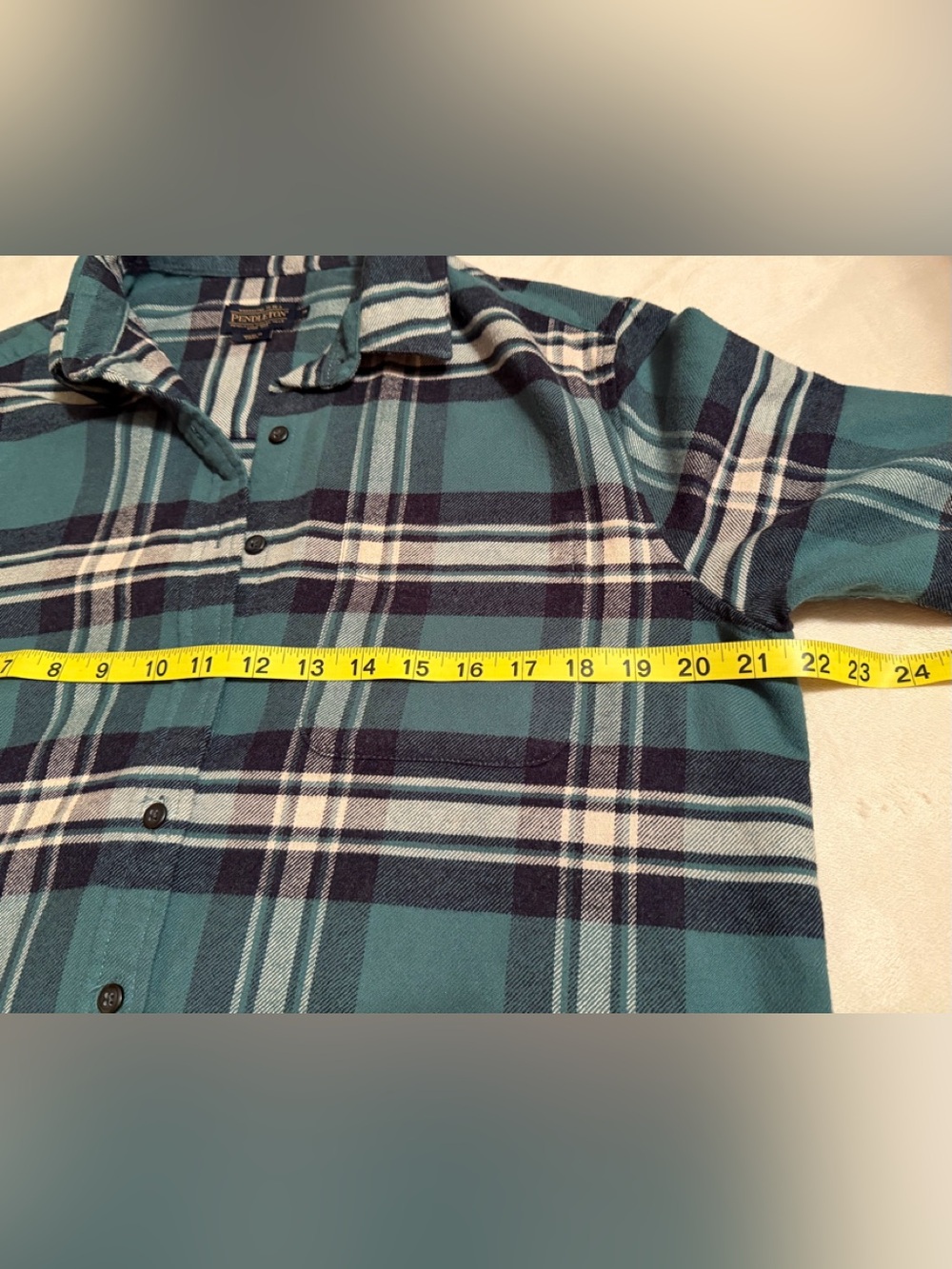 PENDLETON ladies cotton Teal plaid soft flannel shirt size Medium LNWOT+ - Picture 9 of 11